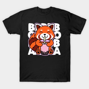 Kawaii Boba Cute Anime Red Panda Kawaii Bubble Tea Drink T-Shirt